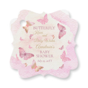Butterfly Kisses and Baby Wishes Girl Baby Shower  Favor Tags