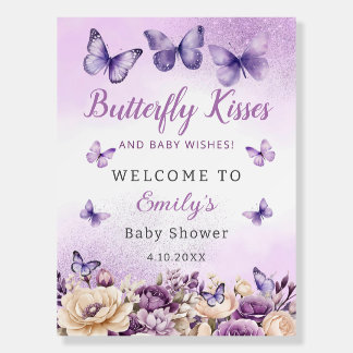 Butterfly Kisses and Baby Wishes Girl Baby Shower  Foam Board