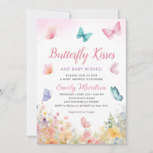 Butterfly Kisses and Baby Wishes girl Baby Shower Invitation