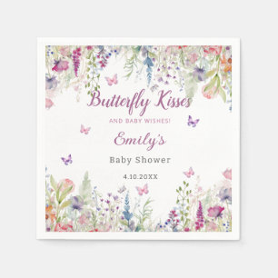 Butterfly Kisses and Baby Wishes Girl Baby Shower Napkins