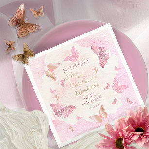 Butterfly Kisses and Baby Wishes Girl Baby Shower  Napkins