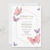Butterfly Kisses and Birthday Wishes Birthday  Inv Invitation (Front)