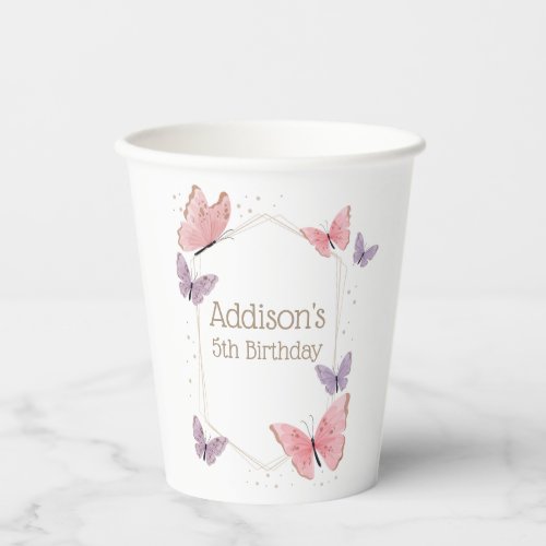 Butterfly Kisses and Birthday Wishes Birthday Paper Cups