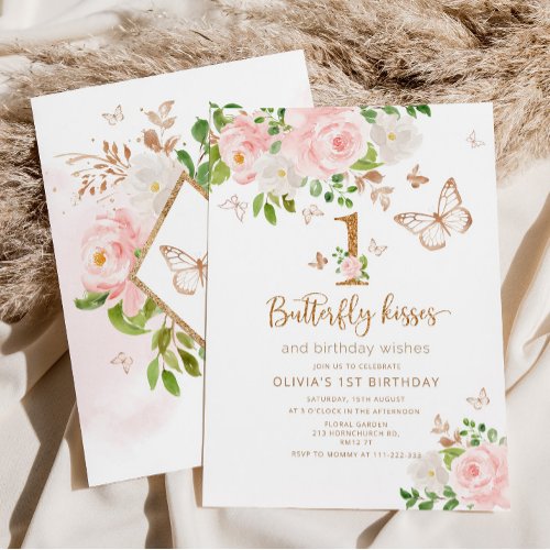 Butterfly kisses and birthday wishes invitation