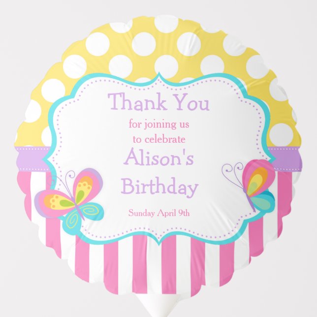 Butterfly Kisses and Birthday Wishes Party Balloon (Front)