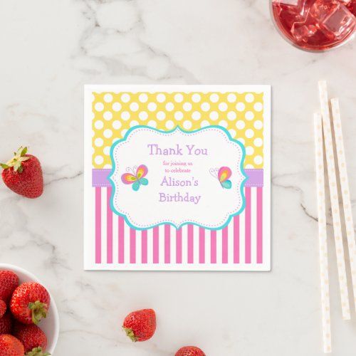 Butterfly Kisses and Birthday Wishes Party Napkins