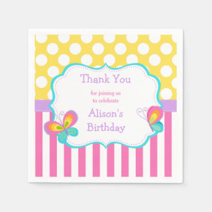 Butterfly Kisses and Birthday Wishes Party Napkins