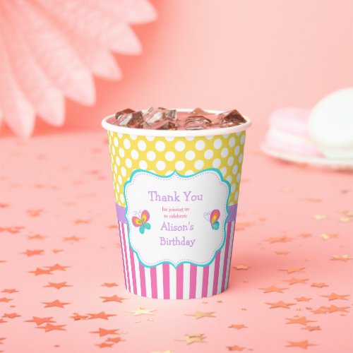Butterfly Kisses and Birthday Wishes Party Paper Cups