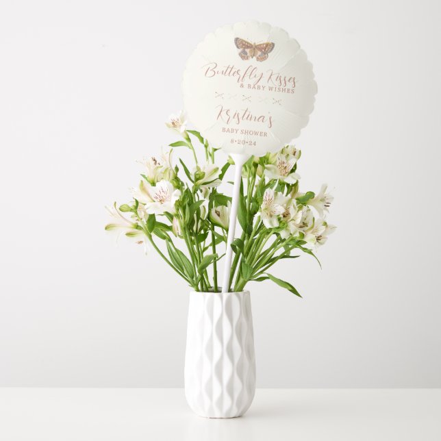 Butterfly Kisses Baby Girl Shower  Balloon (Vase)