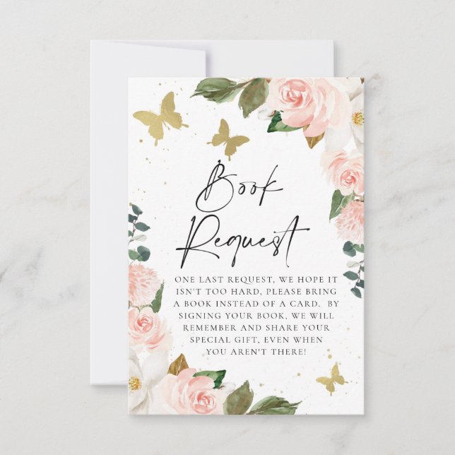 Butterfly Kisses Baby Shower Book Request Insert Invitation (Front)