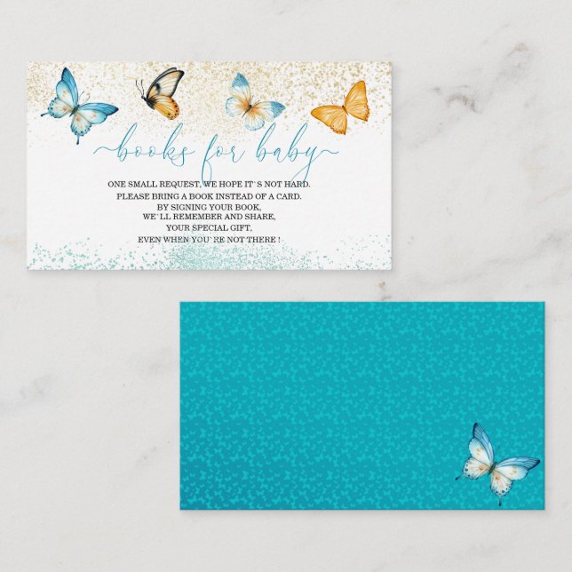Butterfly kisses baby shower books for baby Enclos Enclosure Card (Front/Back)