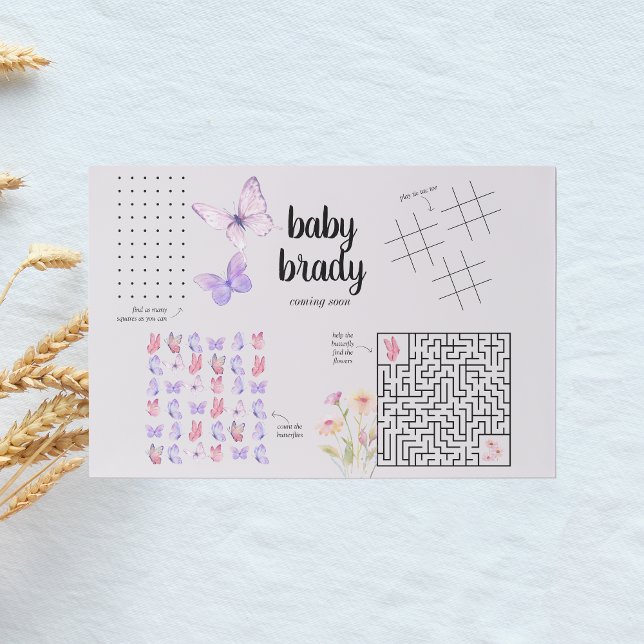 Butterfly Kisses Baby Shower | Butterfly Activity  Paper Pad (Creator Uploaded)