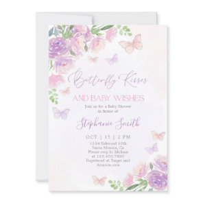 Butterfly Kisses Baby Shower Girl Invitation