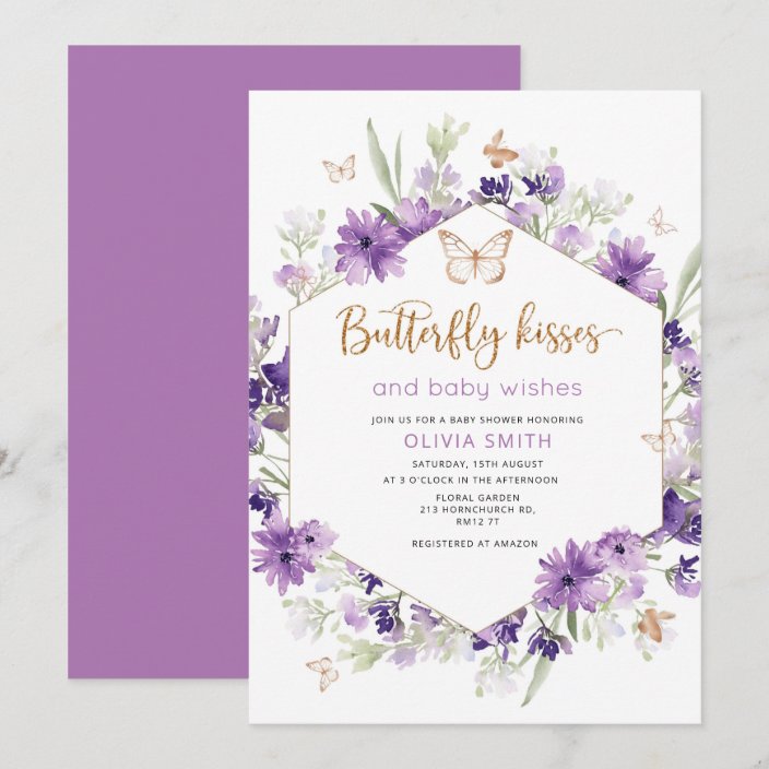 Butterfly kisses baby shower invitation Zazzle