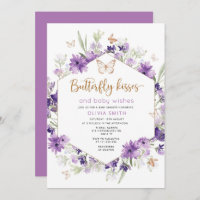 Butterfly kisses baby shower invitation