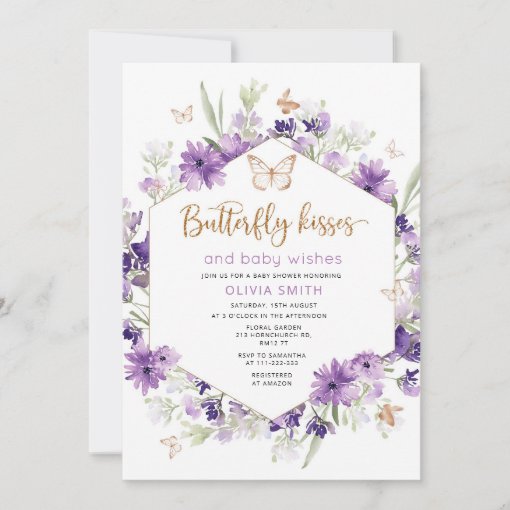 Butterfly kisses baby shower invitation Zazzle