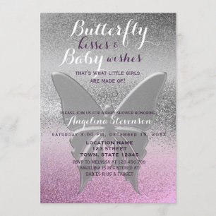 Butterfly Kisses Baby Shower Invitation