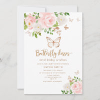 Butterfly kisses baby shower invitation