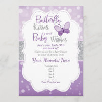 Butterfly Kisses  Baby Shower Invitation