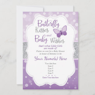 Butterfly Kisses  Baby Shower Invitation