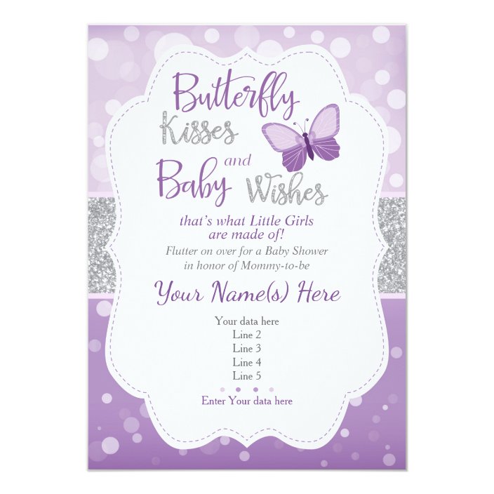 butterfly kisses baby shower invitation