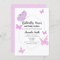 Butterfly kisses baby shower invitation