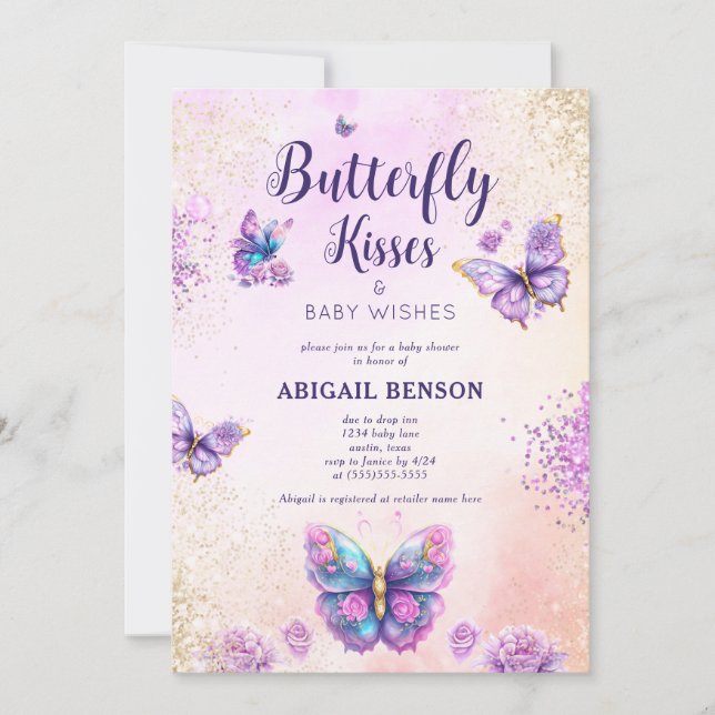 Butterfly Kisses Baby Shower Invitation (Front)