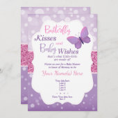Butterfly Kisses  Baby Shower Invitation Purple (Front/Back)