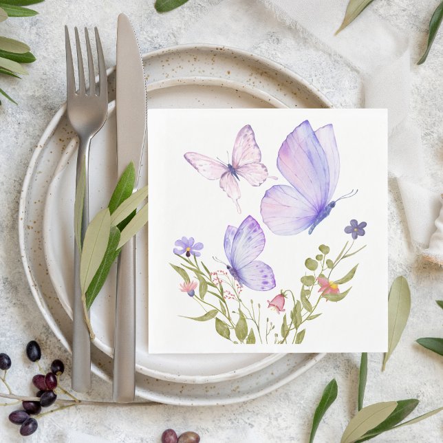 Butterfly Kisses Baby Shower | No Text | Purple Napkins (Creator Uploaded)