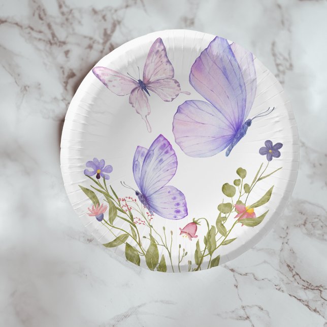 Butterfly Kisses Baby Shower | No Text | Purple Paper Bowls (Creator Uploaded)