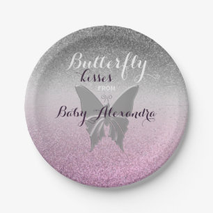 Butterfly Kisses Baby Shower Paper Plates