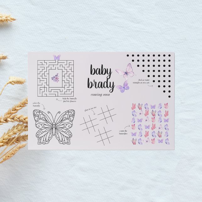 Butterfly Kisses Baby Shower | Purple Activity  Paper Pad (Creator Uploaded)