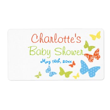 Butterfly Kisses Baby Shower Water Bottle Labels by LaBebbaDesigns at Zazzle