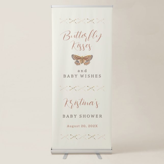 Butterfly Kisses Baby Shower Welcome Retractable Banner (Front)