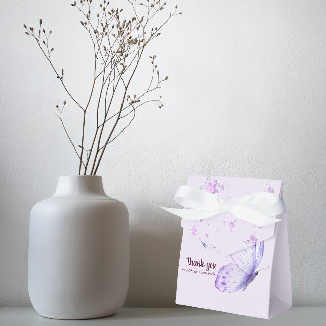 Butterfly Kisses & Baby Wishes | Baby Purple Favor Boxes (Creator Uploaded)