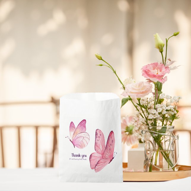 Butterfly Kisses & Baby Wishes Baby Shower | Pink  Favor Bag (Creator Uploaded)
