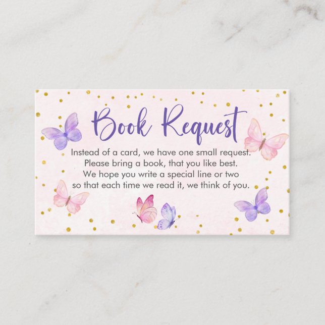 BUTTERFLY KISSES & BABY WISHES Book Request Enclosure Card (Front)