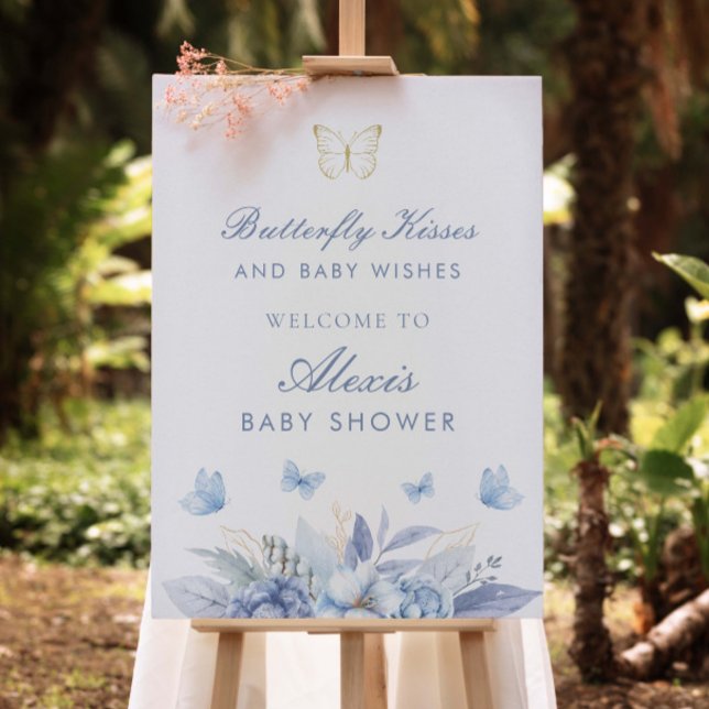 Butterfly Kisses & Baby Wishes Boy Baby Shower Foam Board (Creator Uploaded)