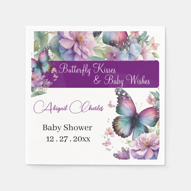 Butterfly kisses & Baby Wishes Paper Napkin (Front)
