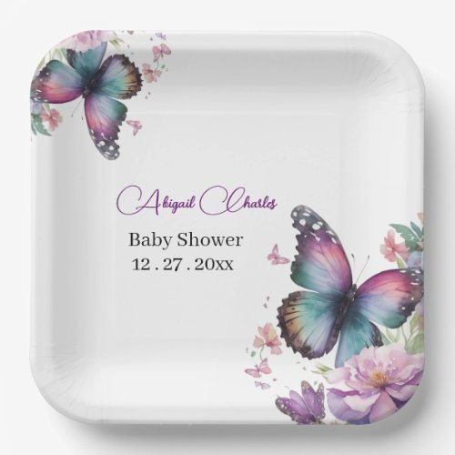 Butterfly kisses  baby Wishes Paper Plate