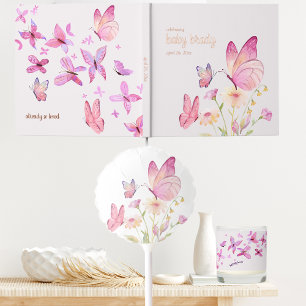Butterfly Kisses + Baby Wishes Pink Butterfly Balloon
