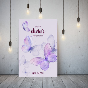 Butterfly Kisses & Baby Wishes Purple ONE NAME Foam Board