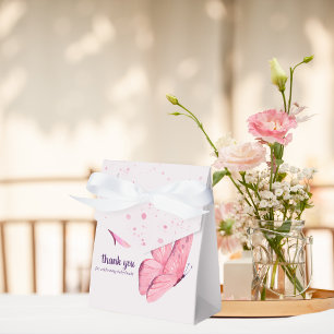 Butterfly Kisses & Baby Wishes Shower Baby Pink Favor Boxes