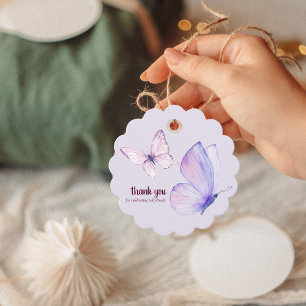 Butterfly Kisses & Baby Wishes Shower   Purple Favor Tags