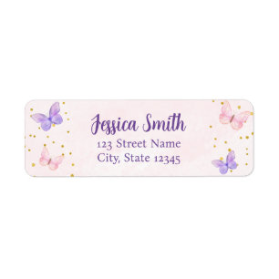 BUTTERFLY KISSES & BABY WISHES WATERCOLOR LABEL
