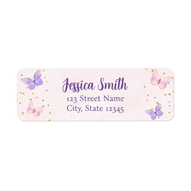 BUTTERFLY KISSES & BABY WISHES WATERCOLOR LABEL (Front)