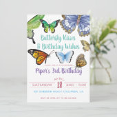 Butterfly Kisses Birthday Party Invitation (Standing Front)