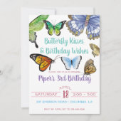 Butterfly Kisses Birthday Party Invitation (Front)