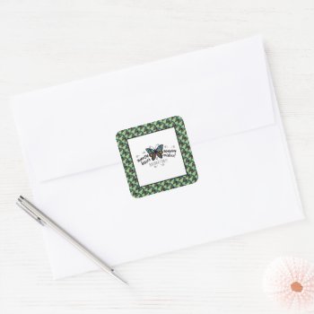 Butterfly Kisses Birthday Party Square Sticker by StampedyStamp at Zazzle