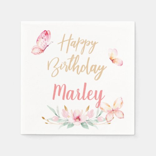 Butterfly Kisses  Birthday Wishes Any Age Party Napkins